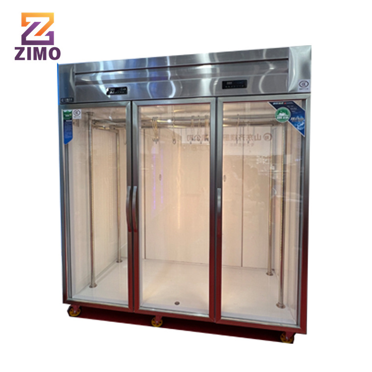 Restaurant Equipment 3 Glass Doors Stainless Steel Commercial Upright Deli Meat Hanging Refrigerator