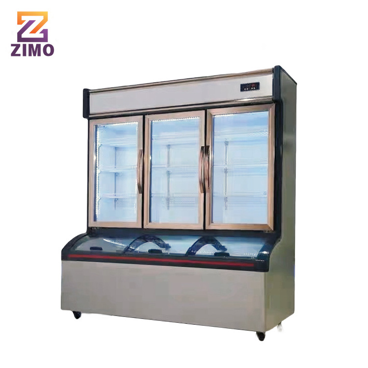 Supermarket Chiller Display Glass Door Vegetable Fruits Display Cooler Commercial Upright Freezer