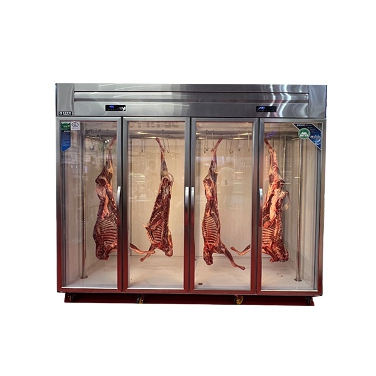 Restaurant Equipment 3 Glass Doors Stainless Steel Commercial Upright Deli Meat Hanging Refrigerator