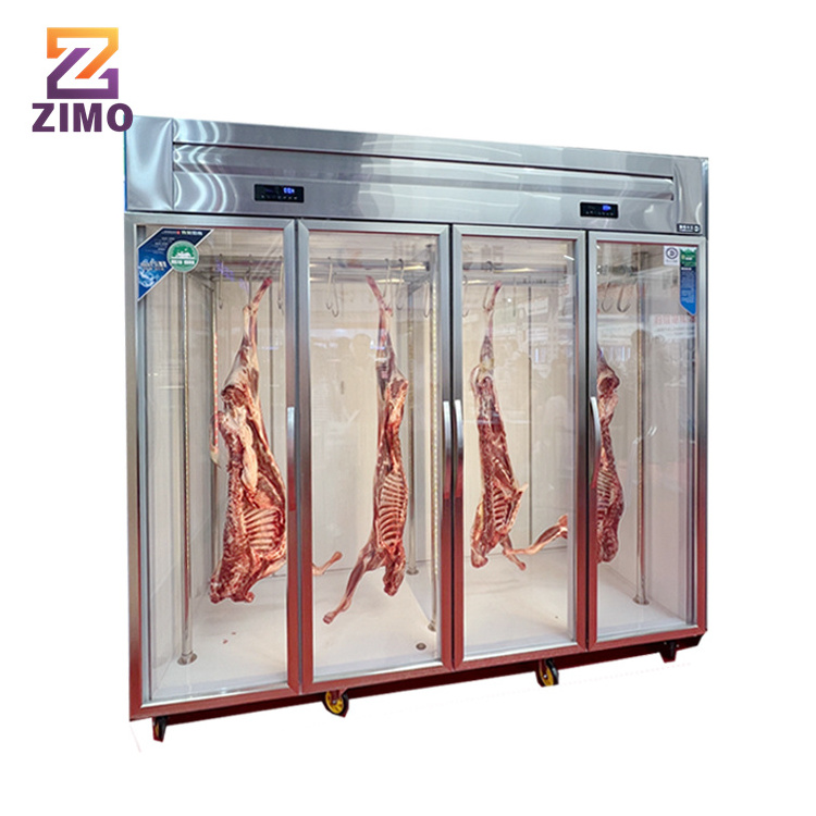 Restaurant Equipment 3 Glass Doors Stainless Steel Commercial Upright Deli Meat Hanging Refrigerator