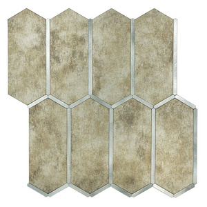 Nice Looking Hexagon Wooden Pattern Metal Tile Square Shape For Backsplash Of Kitchen