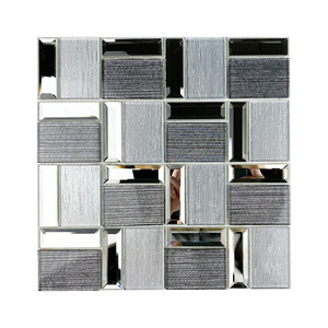 Luxury 3d Mirror s Tiles Irregular Sliver s Tiles Irregular Waterjet Hexagon Black And Gold Glass