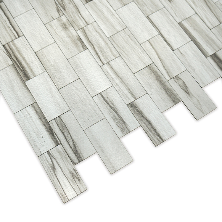 Factory Price Square Shape Metal Tile With Wood Pattern For Kitchen And Bathroom Backsplash