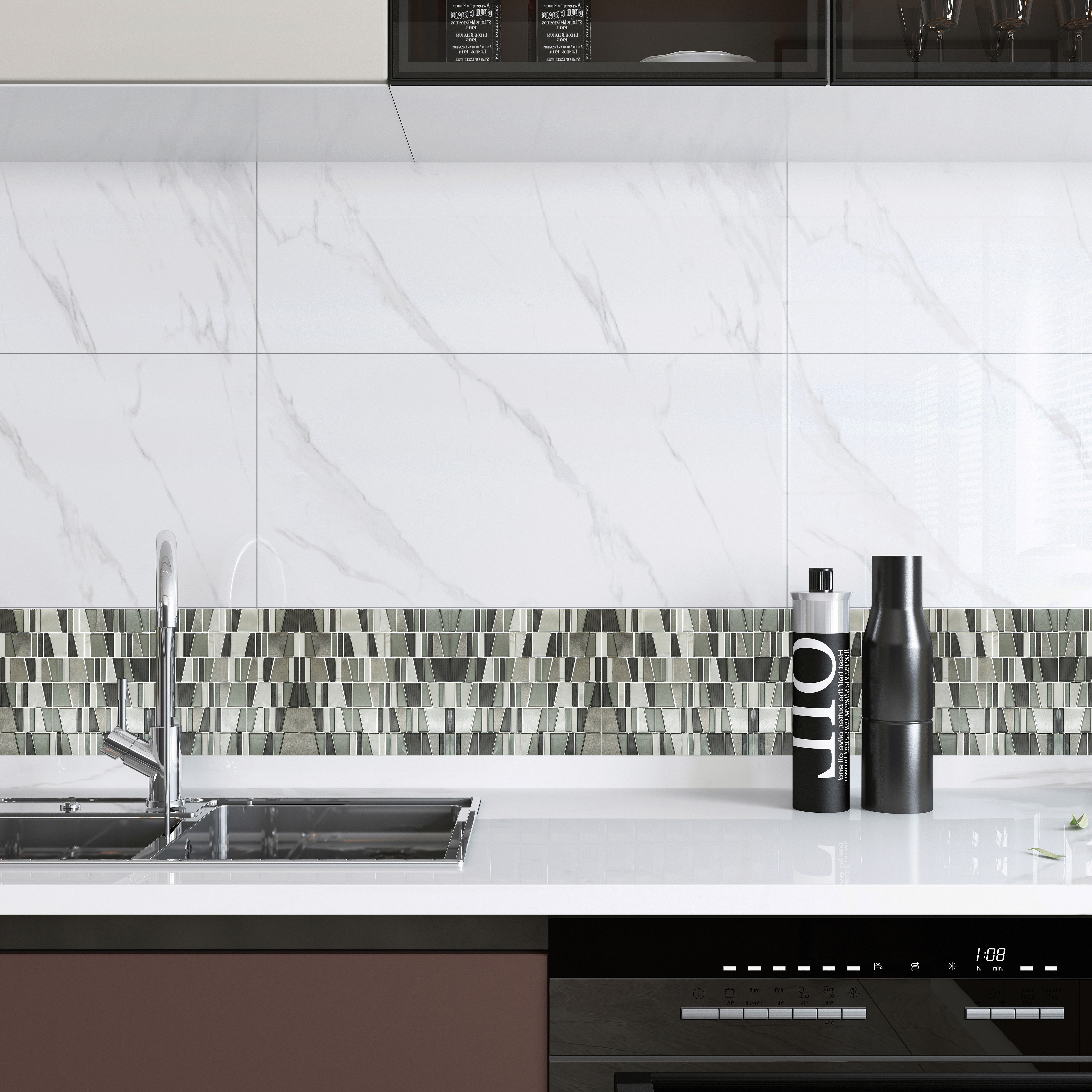 2024 European Liked Glass Mixed Patterns For Kitchen Backsplash