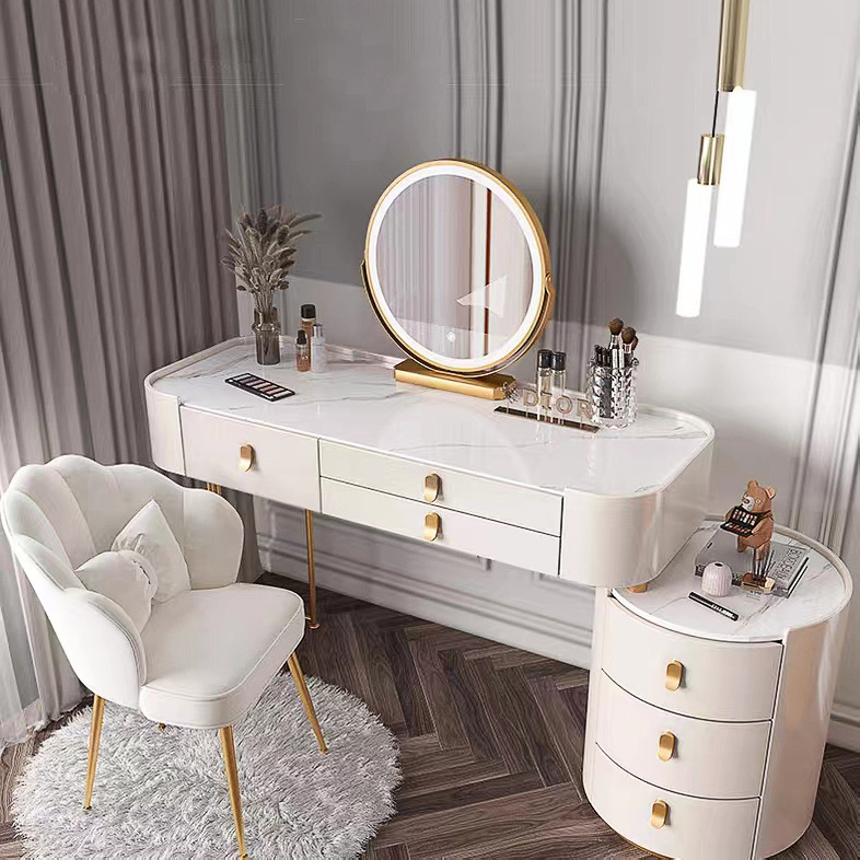 European Luxury Style Design Bedroom Furniture Modern Vanity Set Dressing Table With Makeup Mirror