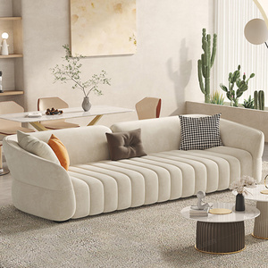 Modern Light Luxury Living Room Sofa Nordic Minimalism Velvet Upholstered Wooden Frame Sofa Set