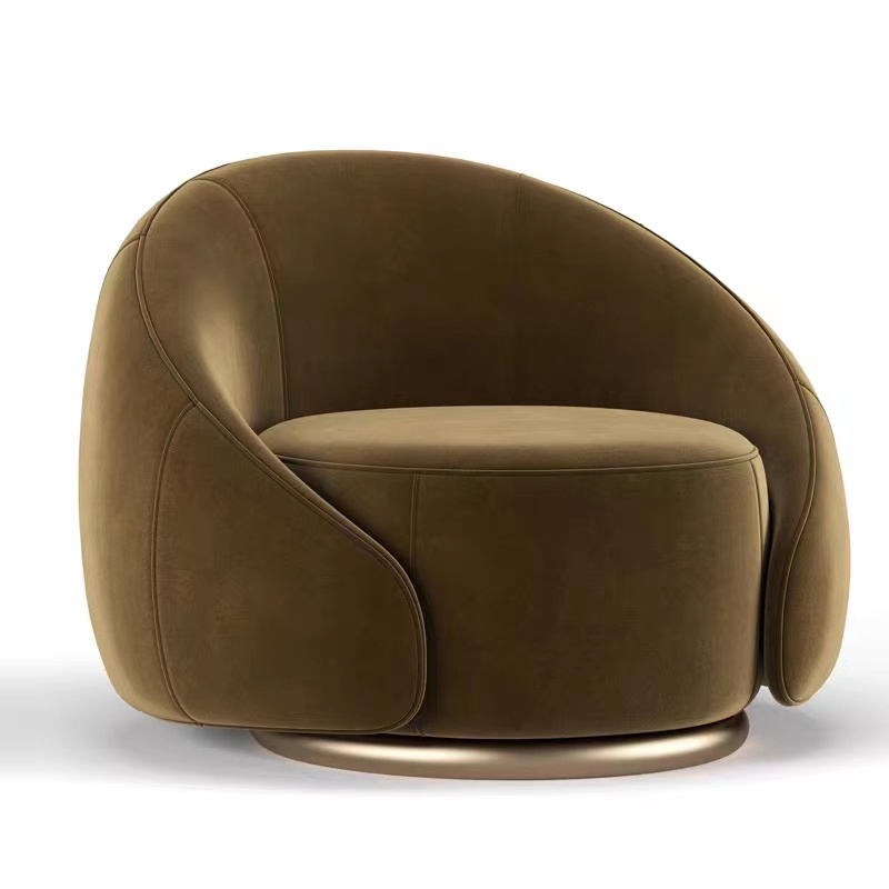 Luxury Living Room Lounge Chair Swivel Cozy Swivel Chair Modern Simple Round Arm Sofa Chair