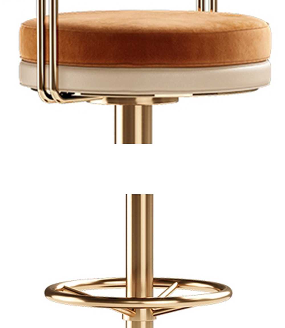 Luxury Bar Furniture Metal Frame Velvet Upholstered Bar Stools Golden Stainless Steel High Quality Bar Chair