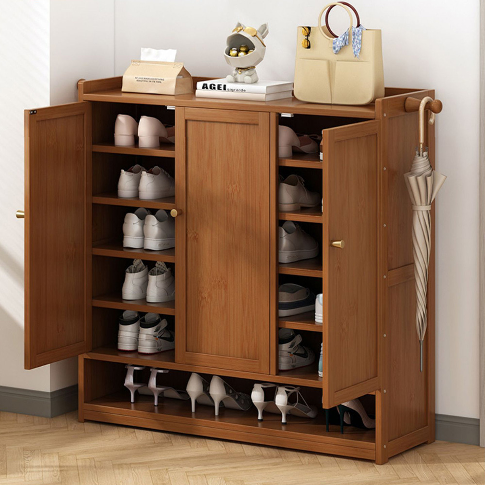 Household Furniture Wood Shoe Rack Storage For Living Room Hallway Wooden Shoe Cabinet With Glass Door