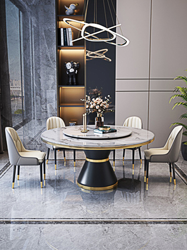 Luxury Italian Design Round Dining Table Modern Marble Top Dining Table Set Home Dining Room Table And Chair For 6 8 People