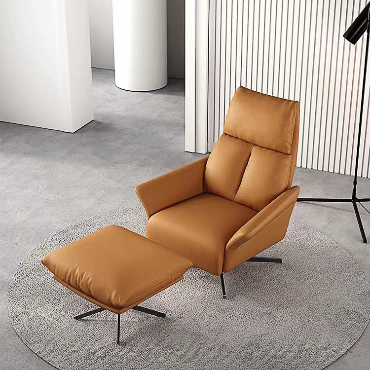 Nordic Multifunction Recliner Chair Leather Single Sofa Chair Modern Living Room Adjustable Leisure Lounge Swivel chair