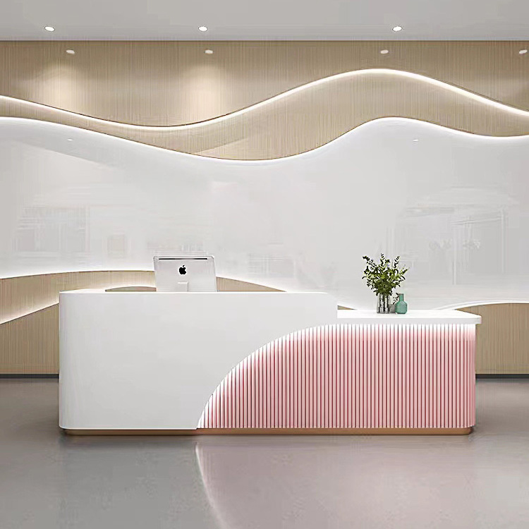 Nordic Style Optional Color Reception Counter Beauty Hair Salon Circular Custom Front Nail Reception Desk