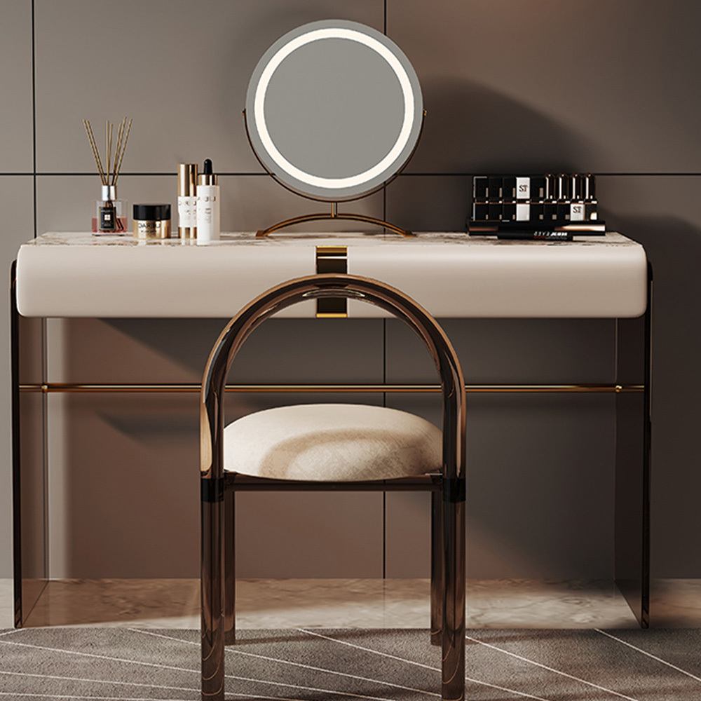 Luxury Acrylic Vanity Table Vanity Makeup Table Nordic Marble Top Makeup Dressing Table With Mirror