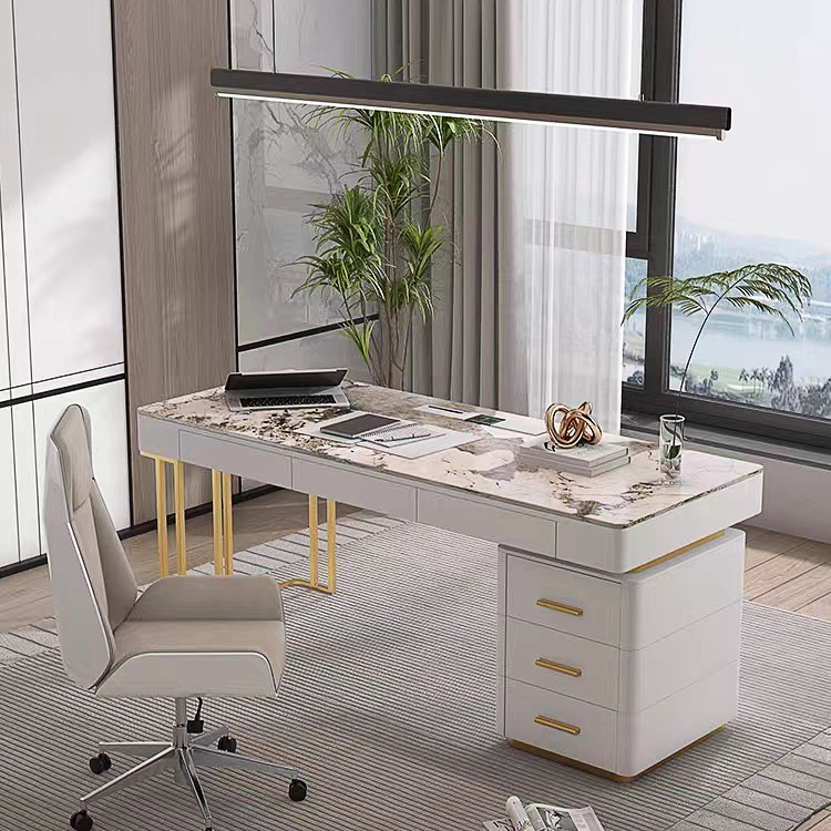 Modern Simple Home Office Desk And Chair Design Nordic Luxury Stone Top Work Desk Modern Office Table Furniture