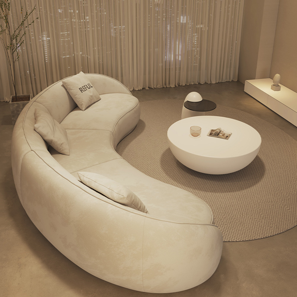 Modern Minimalist White Half Circle Designer Couches Luxury Sofa Set Design Lounge Round Curved Sofa