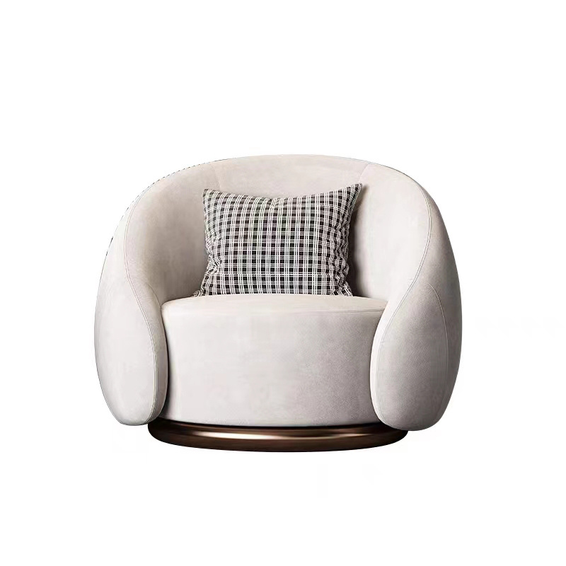 Luxury Living Room Lounge Chair Swivel Cozy Swivel Chair Modern Simple Round Arm Sofa Chair