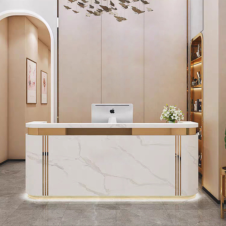 Modern Style Hair Front Desk Reception Salon Reception Counter  Cash Register Desk Checkout Counters With Light