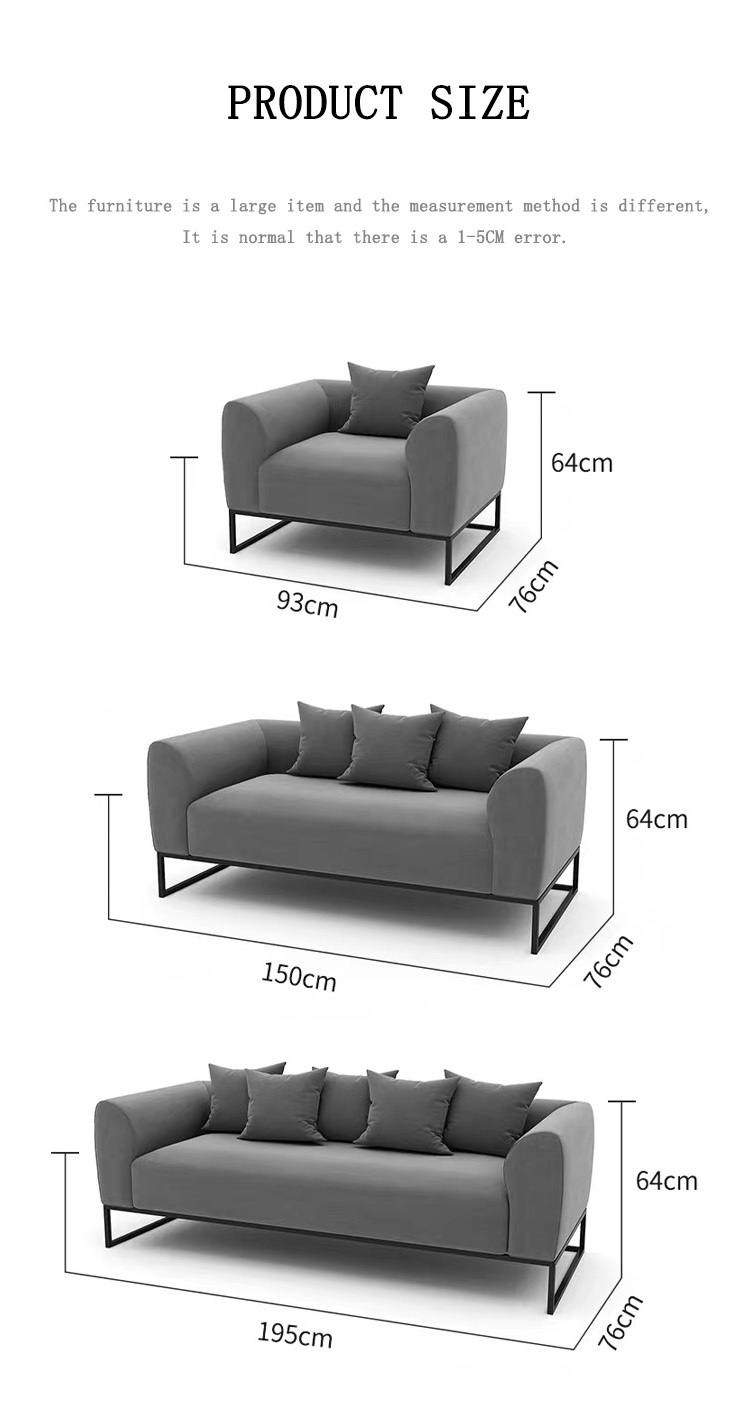 Modern Home Furniture 3 Seater Public Area Hotel Waiting Room Couch Lobby Office Reception Velvet Sofa Set