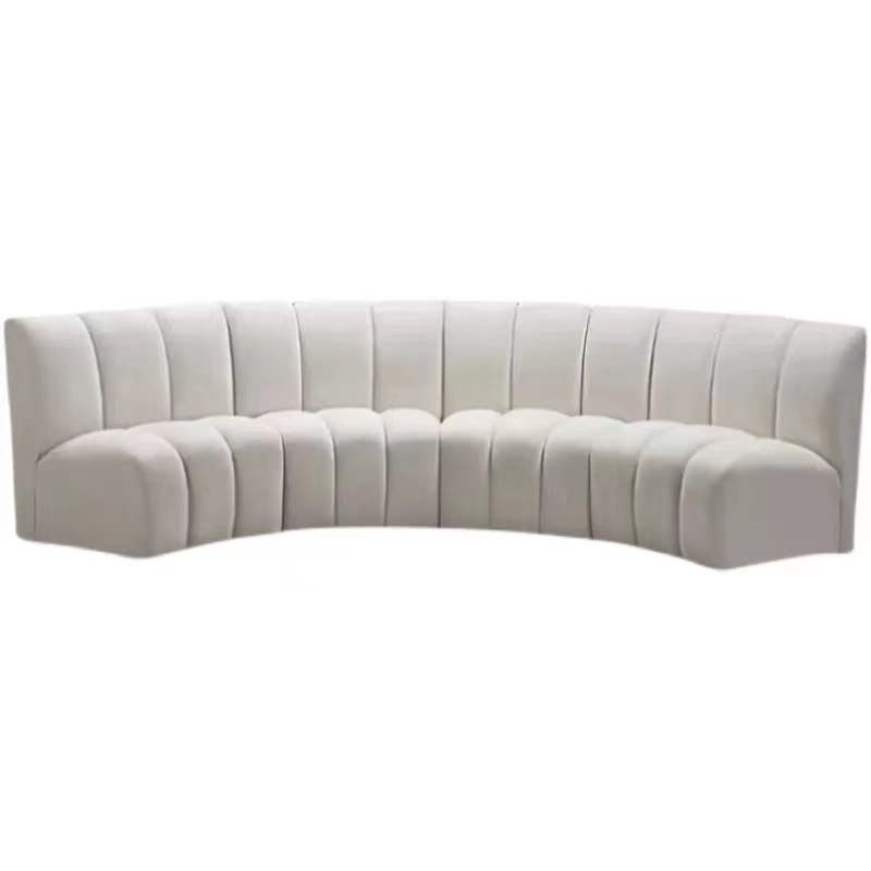 White Fabric Round Modular Sofa Half Moon Shape Sectional Sofa Set Lounge Couch Hotel Lobby Circular Sofa