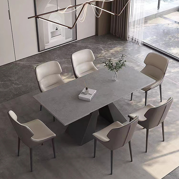 Modern Simple Adjust Expanding Dining Tables Nordic Style Extendable Ceramic Dining Table With Carbon Steel Base