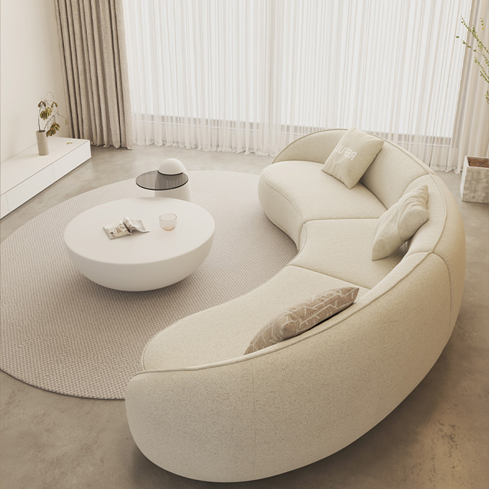 Modern Minimalist White Half Circle Designer Couches Luxury Sofa Set Design Lounge Round Curved Sofa