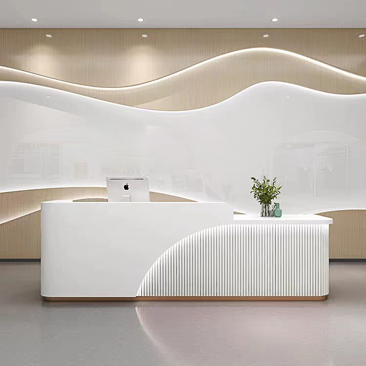 Nordic Style Optional Color Reception Counter Beauty Hair Salon Circular Custom Front Nail Reception Desk