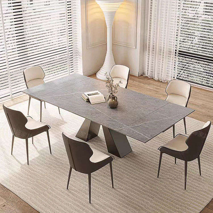 Modern Simple Adjust Expanding Dining Tables Nordic Style Extendable Ceramic Dining Table With Carbon Steel Base