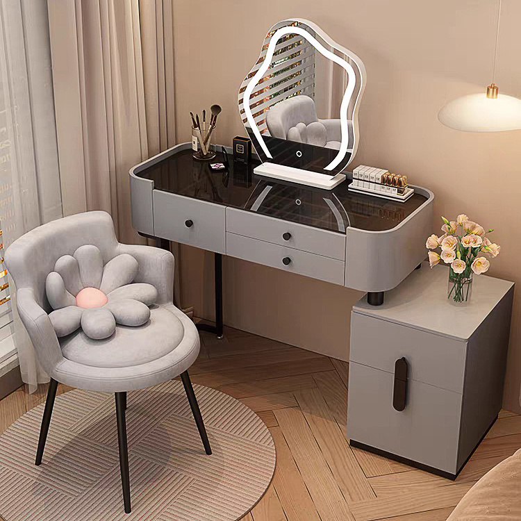 Modern Style Furniture Bedroom Dressing Table With LED Mirror Nordic Bedroom Makeup Table Simple Princess Dressing Table