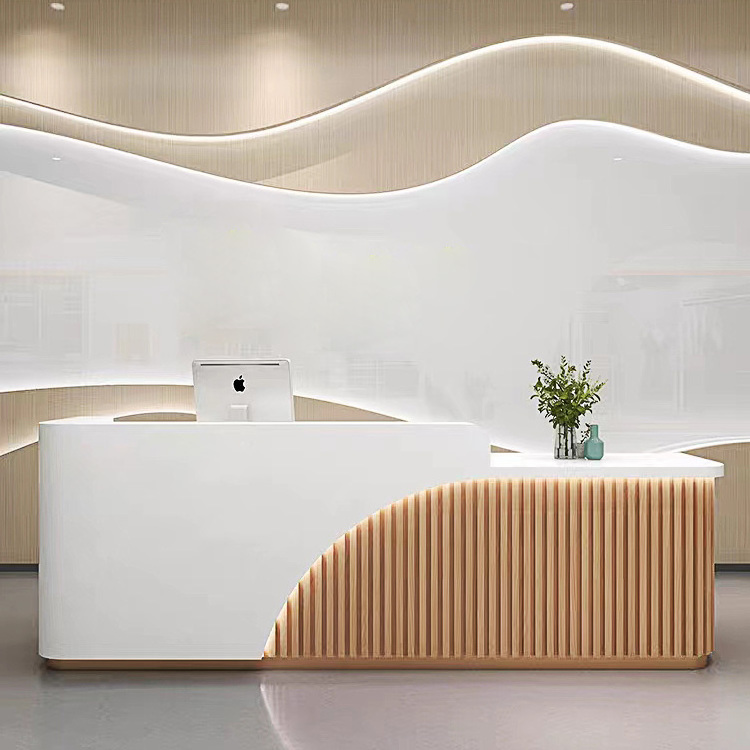 Nordic Style Optional Color Reception Counter Beauty Hair Salon Circular Custom Front Nail Reception Desk