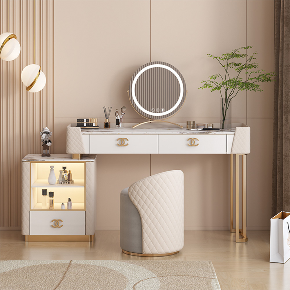 Bedroom Furniture Modern Makeup Desk Wooden Minimalist Storage Cabinet With Mirror Vanity Makeup