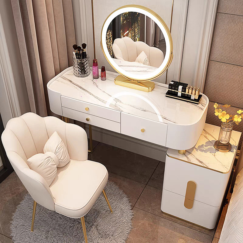 Modern Style Furniture Bedroom Dressing Table With LED Mirror Nordic Bedroom Makeup Table Simple Princess Dressing Table