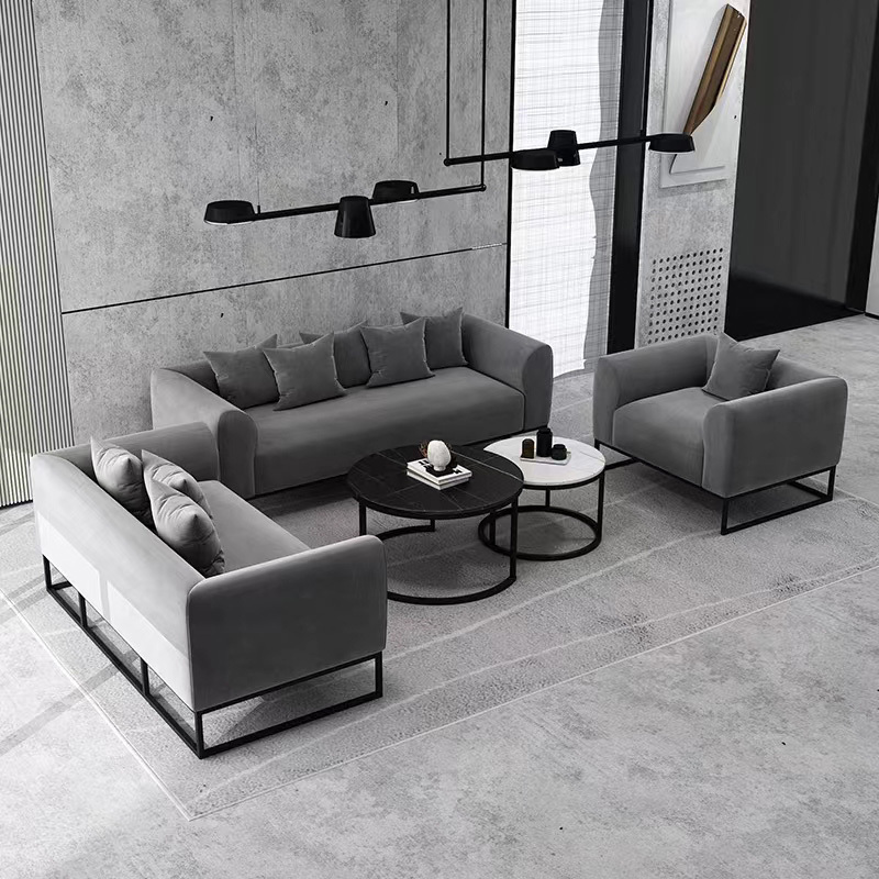 Modern Home Furniture 3 Seater Public Area Hotel Waiting Room Couch Lobby Office Reception Velvet Sofa Set