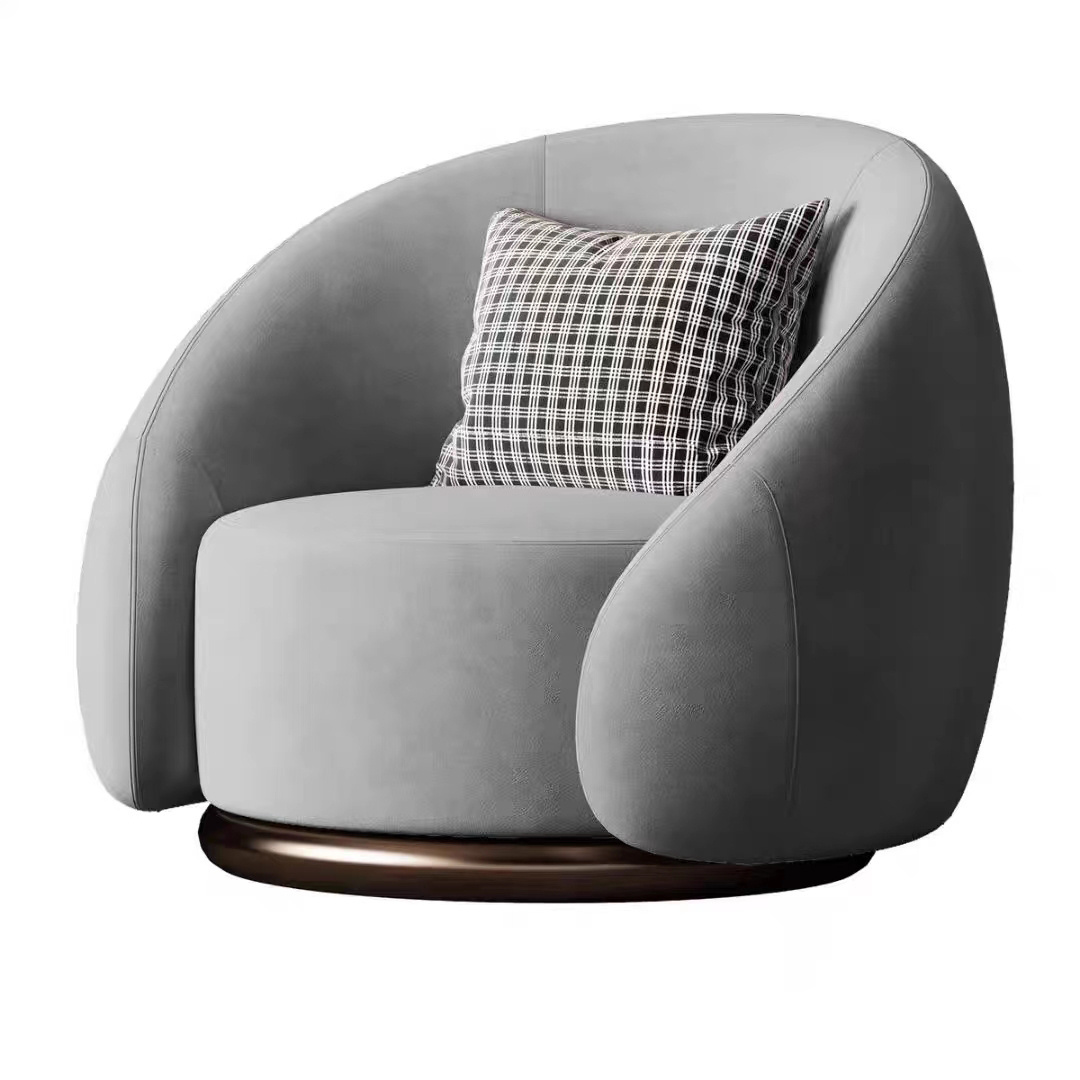 Luxury Living Room Lounge Chair Swivel Cozy Swivel Chair Modern Simple Round Arm Sofa Chair