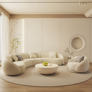 Modern Minimalist White Half Circle Designer Couches Luxury Sofa Set Design Lounge Round Curved Sofa