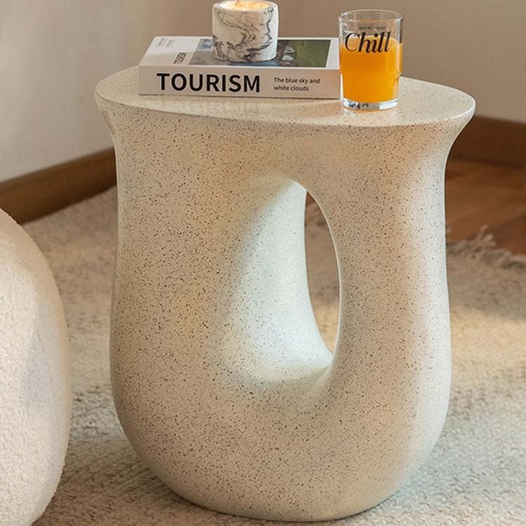 Modern Simple Decoration Terrazzo Living Room Furniture Nightstands Low Stool Round Cocktail Coffee Side Table