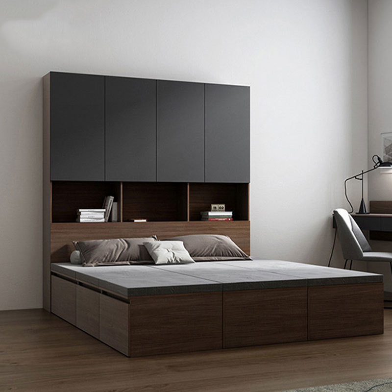 Modern King Size Solid Wood Bed Simple Double Bed With Storage Box Drawer Bedroom Furniture Bedroom Sets