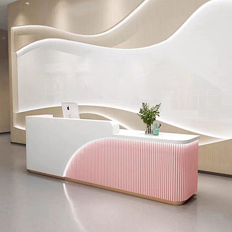 Nordic Style Optional Color Reception Counter Beauty Hair Salon Circular Custom Front Nail Reception Desk