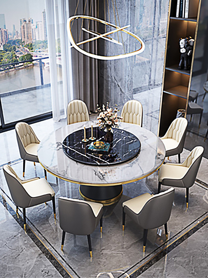 Luxury Italian Design Round Dining Table Modern Marble Top Dining Table Set Home Dining Room Table And Chair For 6 8 People