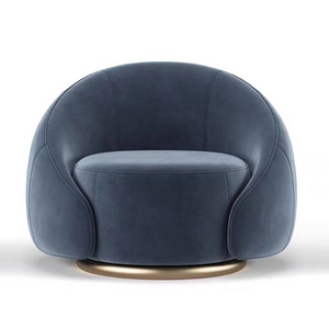 Luxury Living Room Lounge Chair Swivel Cozy Swivel Chair Modern Simple Round Arm Sofa Chair