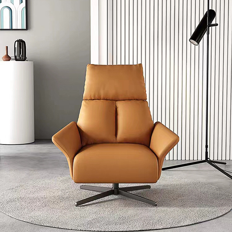 Nordic Multifunction Recliner Chair Leather Single Sofa Chair Modern Living Room Adjustable Leisure Lounge Swivel chair