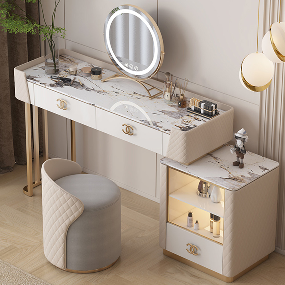 Bedroom Furniture Modern Makeup Desk Wooden Minimalist Storage Cabinet With Mirror Vanity Makeup