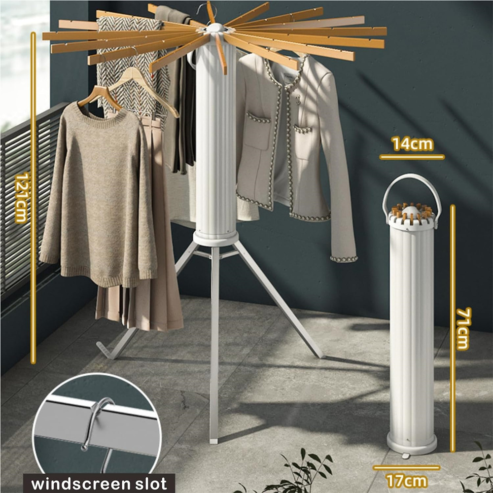 Collapsible Tripod Coat Hanger Corner Garment Storage Shelf Stand Laundry Clothes Drying Rack