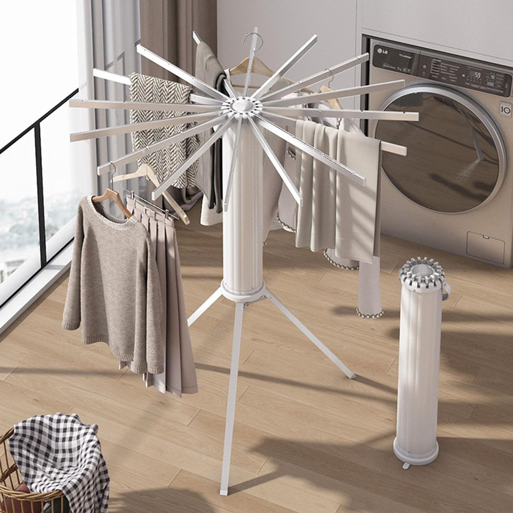 Folding Invisible Octopus Hangers Aluminum Rods Foldable Tripod Clothes Drying Rack