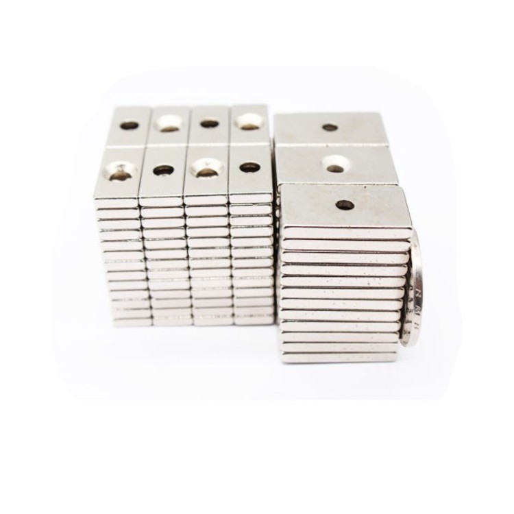 Wholesale high quality neodymium magnet rectangular pot magnet two counter bore