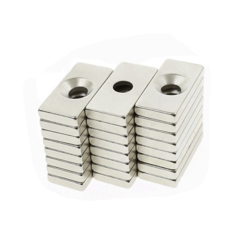 Wholesale high quality neodymium magnet rectangular pot magnet two counter bore