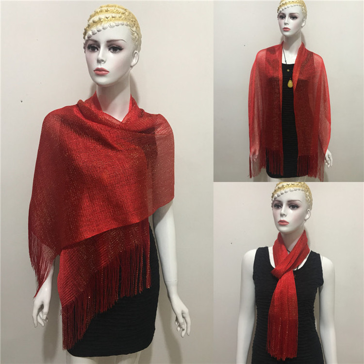 Zipeiwin factory directly wholesale rayon shimmer glitter shawl scarf fringe party shawl scarf for woman