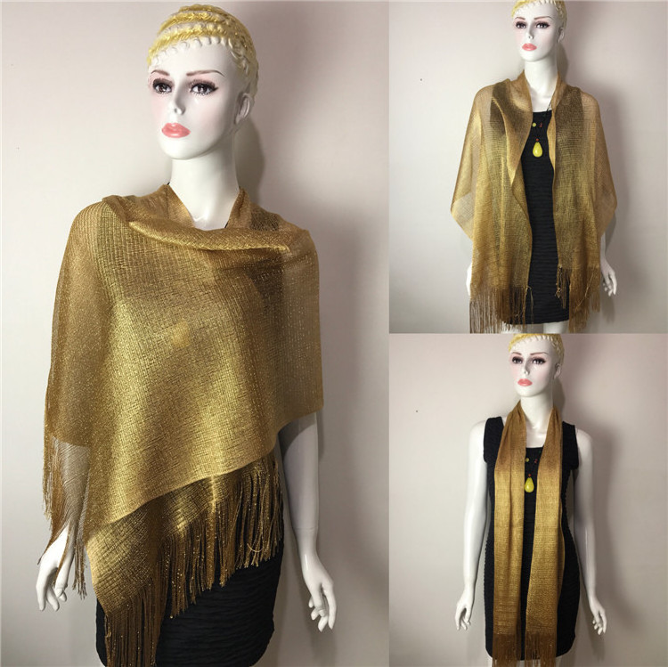 Zipeiwin factory directly wholesale rayon shimmer glitter shawl scarf fringe party shawl scarf for woman