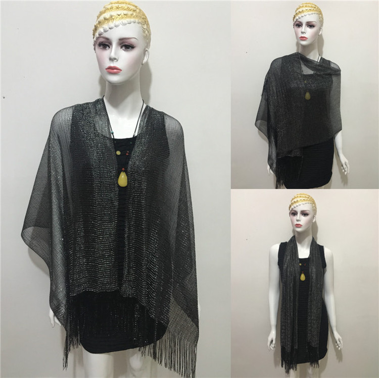 Zipeiwin factory directly wholesale rayon shimmer glitter shawl scarf fringe party shawl scarf for woman