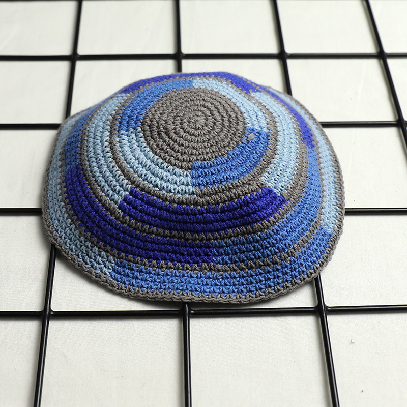 Hand Knit Kippah Kippot High Quality 2021 Hand Made Cotton Judaica Kippah With David Logo