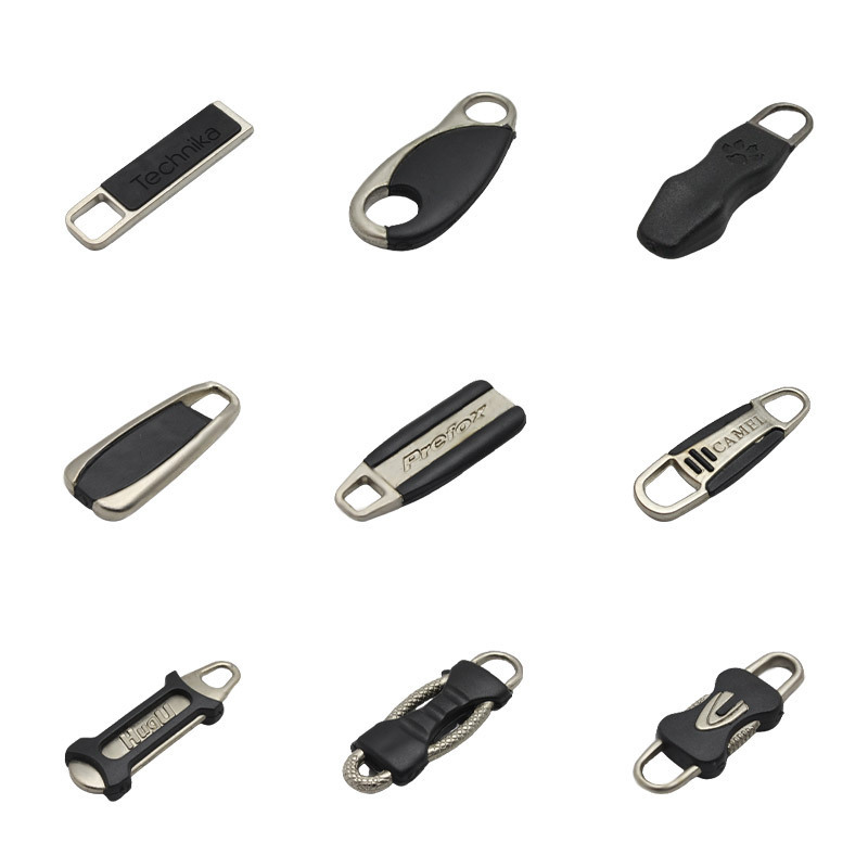 Fashion Garment Custom Logo Metal Zipper Slider Bag Zipper Head Puller Metal Handbag Zipper Pull